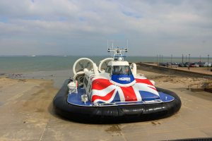 Hovercraft operating as a ferry between Portsmouth and the Isle of Wight England